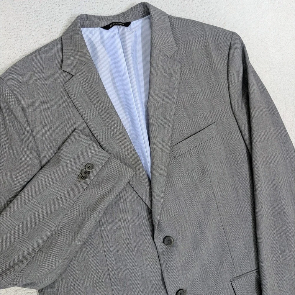 Banana Republic Blazer Mens 44L Coat tailored fit Jacket Glen Check Plaid Wool‎